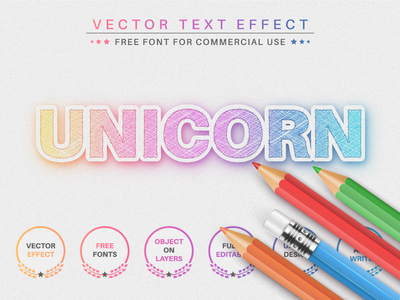 彩色铅笔 - 可编辑的文字效果，字体样式(Color Pencil - Editable Text Effect, Font Style)