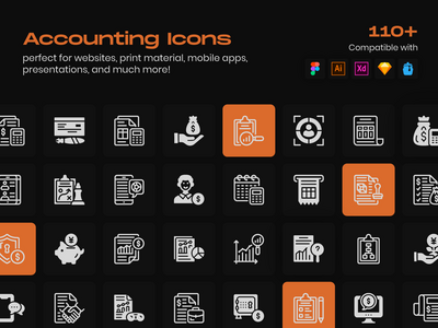 会计和银行线性图标(Accounting and Banking Linear Icons)