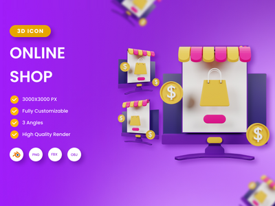 3D 网上商店插图(3D Online Shop illustration)