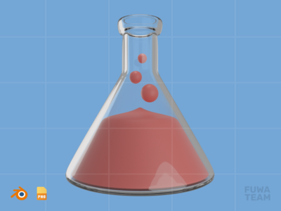 化学烧瓶 - 3D 医疗保健插图包（正面）(Chemical Flask - 3D Healthcare Illustration Pack (front))