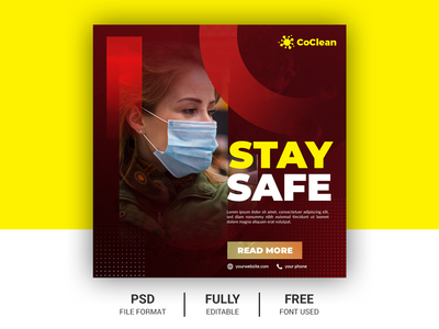 电晕病毒保健横幅，社交媒体 Instagram 帖子为电晕病毒(Corona Virus Health Care Banner, Social Media Instagram Post for Corona Virus)