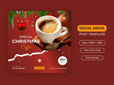 圣诞食品促销社交媒体模板(Christmas food sale promotion social media template)