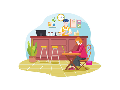 有坐在桌边的人的咖啡店(Coffee shop with people sitting at tables)