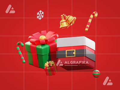 3d 圣诞圣诞老人礼品盒和糖果(3d christmas santa giftbox and candy)