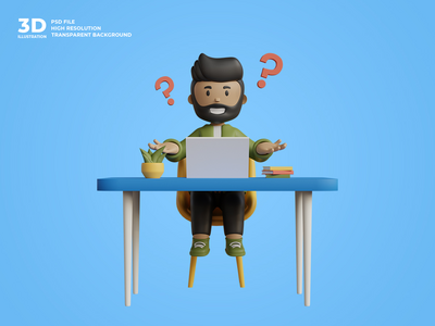 3d 男性角色在工作(3d male character at work)