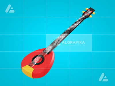3d 插图 gambus 传统乐器对象(3d illustration gambus traditional instrument object)