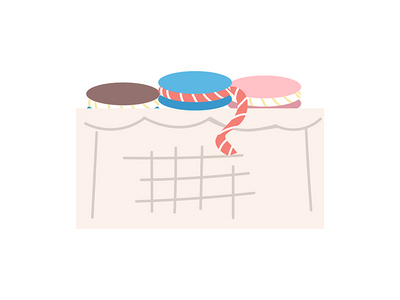 用于制作半平面彩色矢量对象的手镯盒中彩带(Colorful ribbons in box for bracelet making semi flat color vector object)