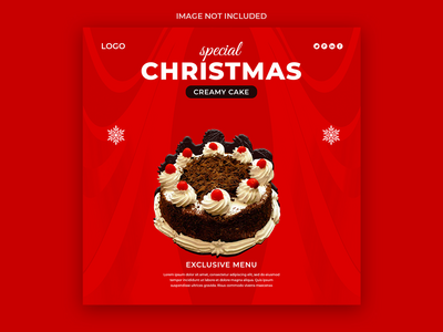 圣诞奶油蛋糕社交媒体模板(Christmas creamy cake social media template)