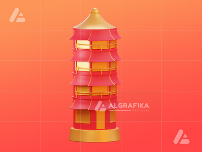 3d 中国新年对象宝塔寺庙(3d chinese new year object pagoda temple)