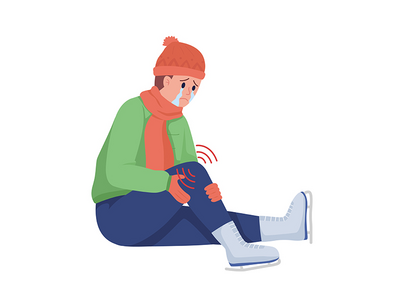 因坠落半平面彩色矢量字符而受伤的儿童(Child injured from falling semi flat color vector character)