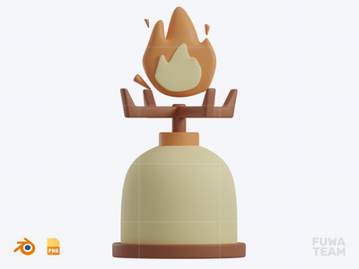 野营炉 - 3D 野营插图包（正面）(Camping Stove - 3D Camping Illustration Pack (front))