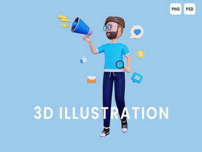 商业广告 3d 插图(Business Advertisement 3D Illustration)