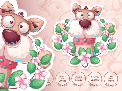 带骨头的卡通人物狗-无缝图案(Cartoon character dog with bone - seamless pattern)