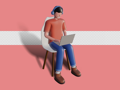 远程工作场景图形的 3d 插图(3d Illustration of Remote Working Scenes Graphic)