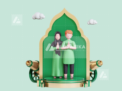 斋月贾巴尔的 3D 人物插图(3D Character Illustration Ramadan Kareem)