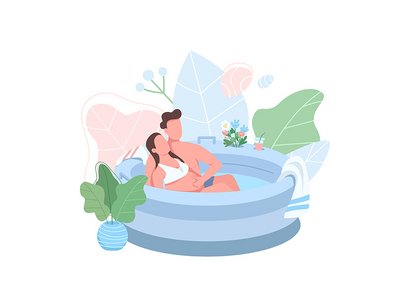 高加索预期夫妇平面彩色矢量无脸字符(Caucasian expectant couple flat color vector faceless character)