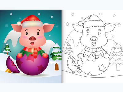 带可爱猪的孩子的图画书(coloring book for kids with a cute pig)