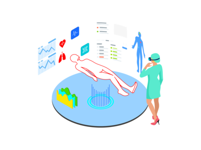 ARVR 健康等距图(ARVR Health Isometric Illustration)