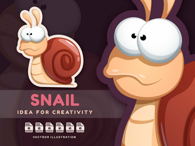 可爱的蜗牛 - 可爱的贴纸(Adorable Snail - Cute Sticker)