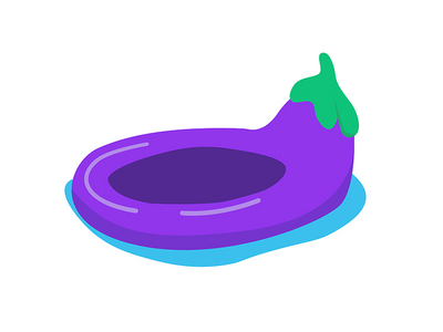 茄形气垫半平面彩色矢量对象(Aubergine shaped air mattress semi flat color vector object)