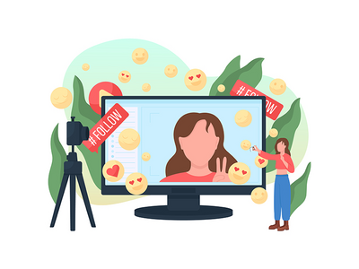 博主平面概念矢量图(Blogger flat concept vector illustration)