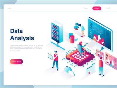 大数据分析等距登陆页面(Big Data Analysis Isometric Landing Page)