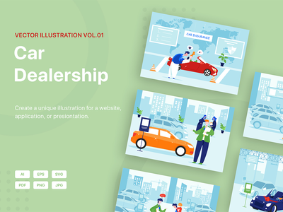 汽车经销商矢量 Illustration_Pack 01(Car Dealership Vector Illustration_Pack 01)