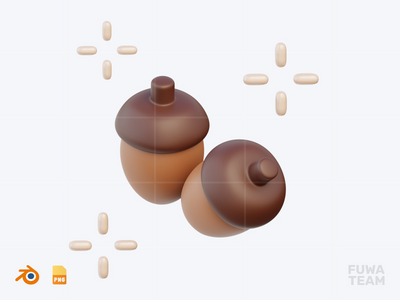 橡子 - 3D 秋季插画包(Acorn - 3D Autumn Illustration Pack)