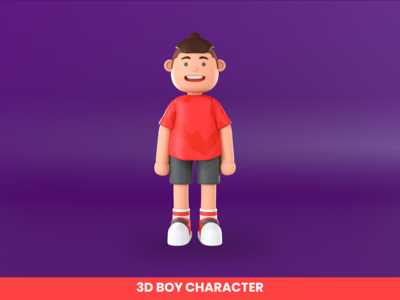 男孩角色站立插图的 3d 渲染(3d rendering of a boy character standing illustration)
