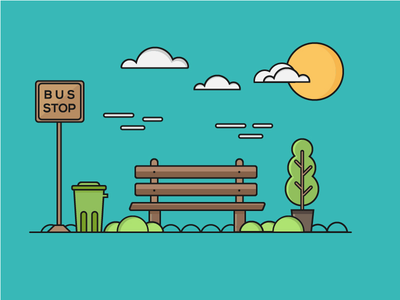 巴士站图(Bus Stop Illustration)