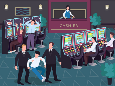 赌场平面颜色矢量图(Casino flat color vector illustration)