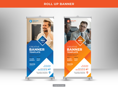 企业卷起横幅或传单社交媒体帖子模板(Corporate roll up banner or flyer social media post template)
