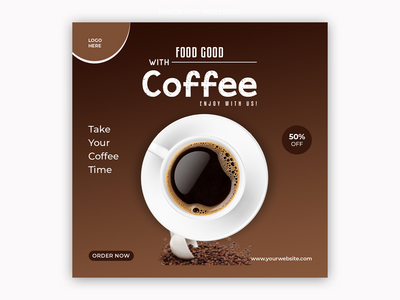 咖啡社交媒体帖子模板(Coffee social media post template)