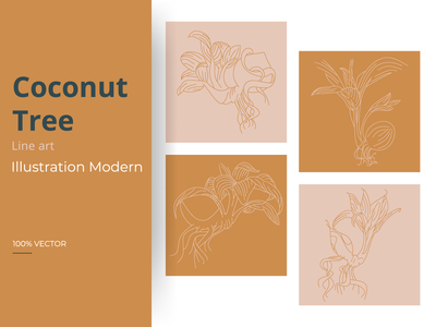 椰子树线条艺术(Coconut tree line art)