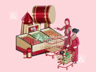 斋月贾巴尔的 3D 人物插图(3D Character Illustration Ramadan Kareem)