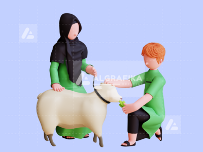 宰牲节穆巴拉克的 3D 字符插图(3D Charcter Illustration Eid Al Adha Mubarak)