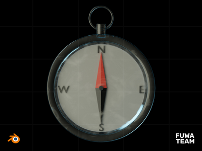 3D 游戏物品在黑暗中发光插图包 - 指南针（正面）(3D Game Item Glow In The Dark Illustration Pack - Compass (Front))