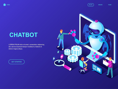 聊天机器人等距登陆页面模板(Chat Bot Isometric Landing Page Template)