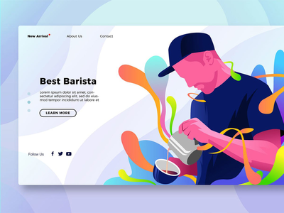 最佳咖啡师 - 横幅和登陆页面(Best Coffee Barista - Banner & Landing Page)