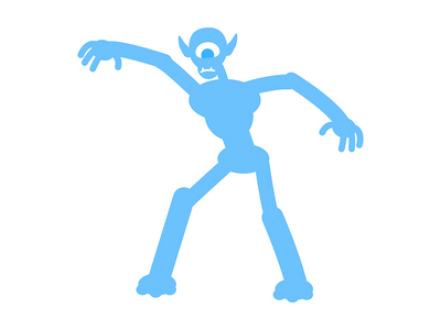 长臂和腿半扁平色矢量字符的愤怒怪物(Angry monster with long arms and legs semi flat color vector character)