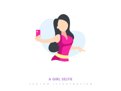 女孩自拍平面设计理念(A girl selfie flat design concept)