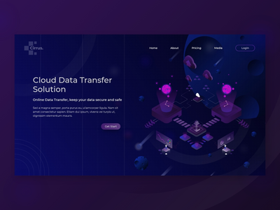 卷云数据传输登陆页面等距图(Cirrus Data Transfer Landing Page isometric illustration)