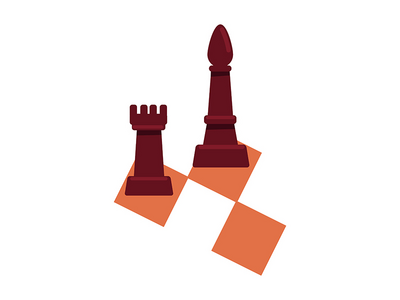 棋子半平面彩色矢量对象(Chess pieces semi flat color vector object)