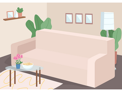 家庭休闲平面彩色矢量图的沙发(Couch for family leisure flat color vector illustration)