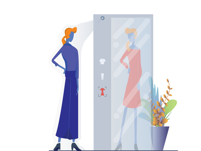 AR 技术购物插画(AR Technology Shopping Illustration)