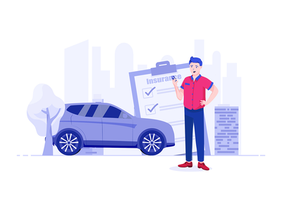 汽车保险矢量图解概念(Car Insurance Vector Illustration concept)