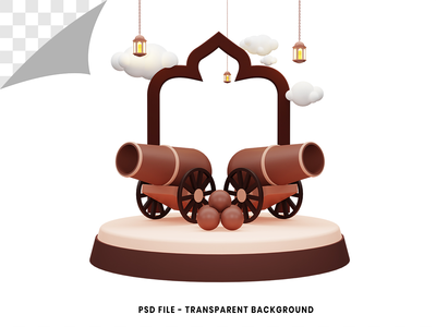 3d 大炮斋月卡里姆概念渲染(3d cannon ramadan kareem concept rendering)