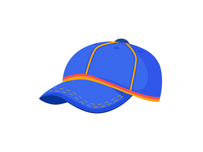 棒球帽半平面彩色矢量对象(Baseball hat semi flat color vector object)