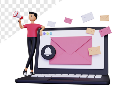 带笔记本电脑和信件的 3d 电子邮件活动(3d email campaign with laptop and letters)