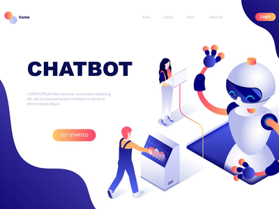 聊天机器人等距登陆页面模板(Chat Bot Isometric Landing Page Template)